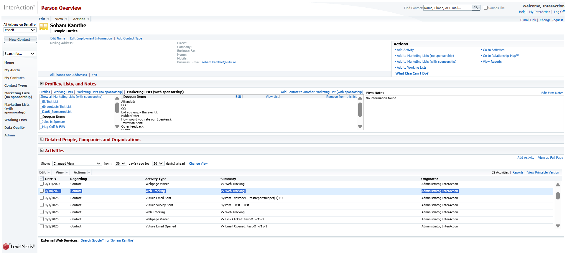 Separate Web Tracking Activities and Links Clicked Activities