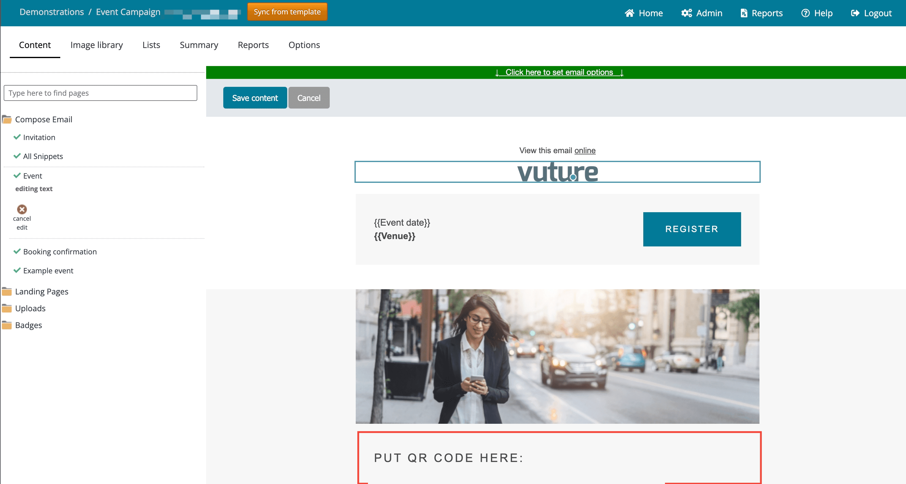 Placeholder text marking where the QR code will go
